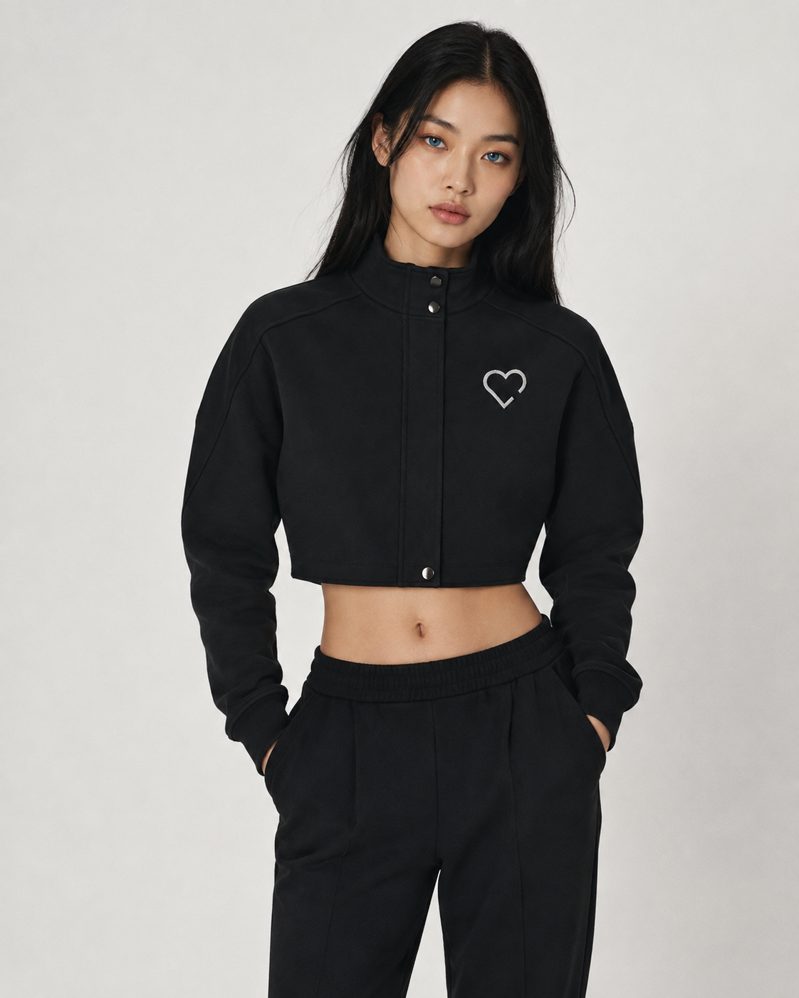 CROPPED STAND-COLLAR JACKET front