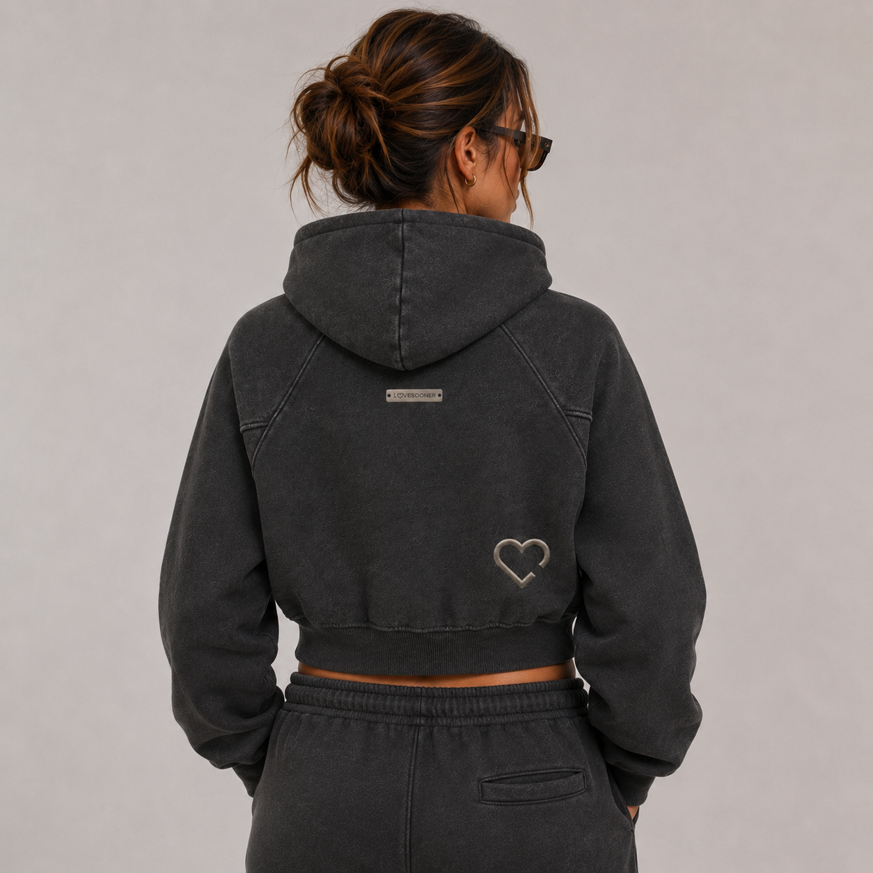 SNOW WASH CROP HOODIE back