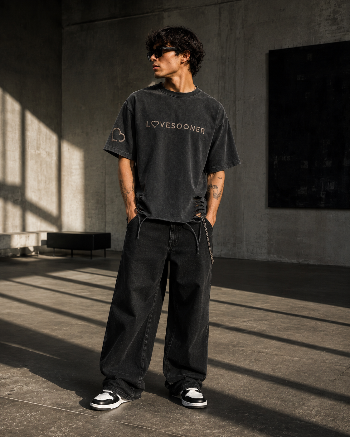 SNOW WASH RAW-HEM TEE men's editorial front