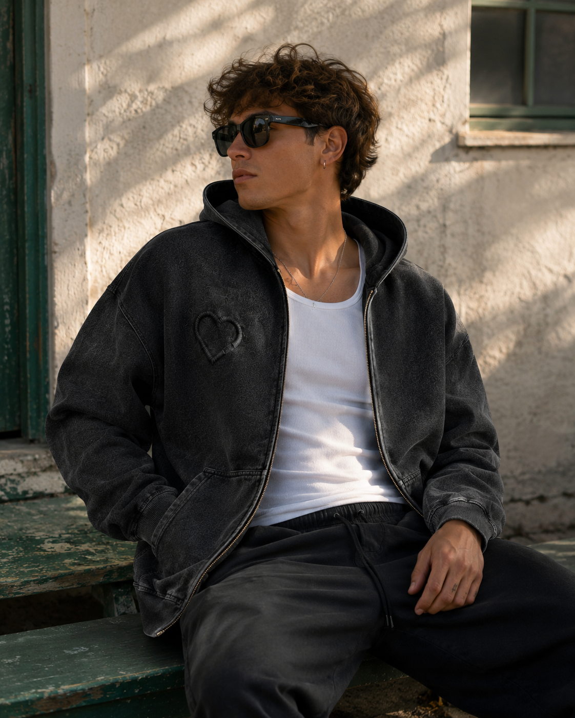 SNOW WASH ZIP HOODIE men's open editorial
