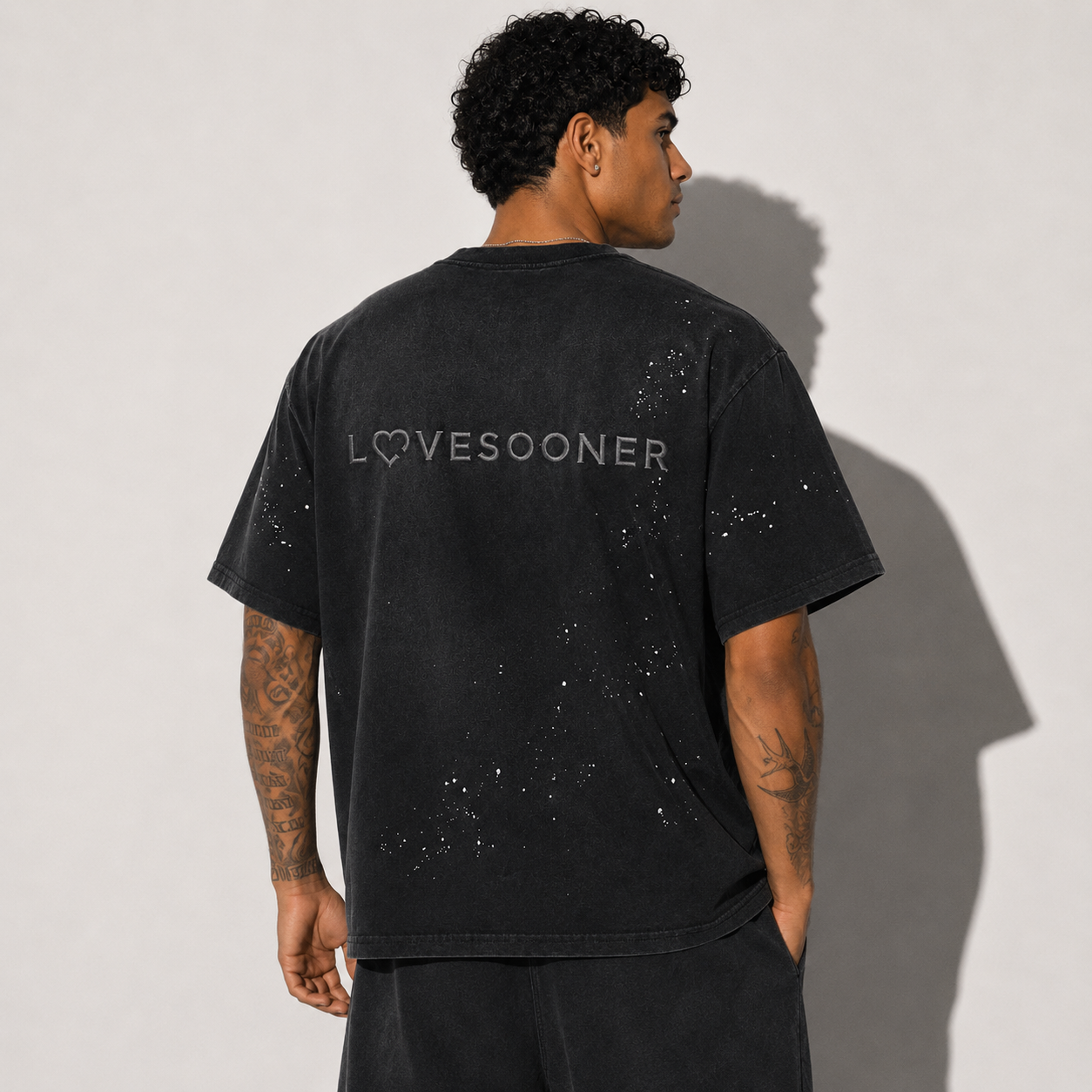 SUNFADE SPLATTER TEE worn by him back