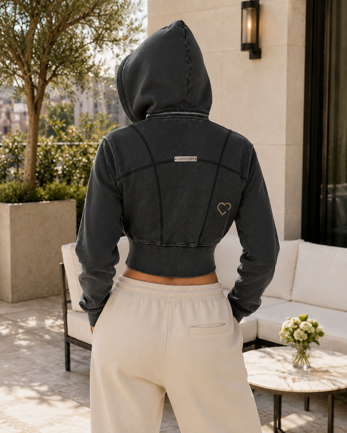CROPPED ZIP HOODIE back