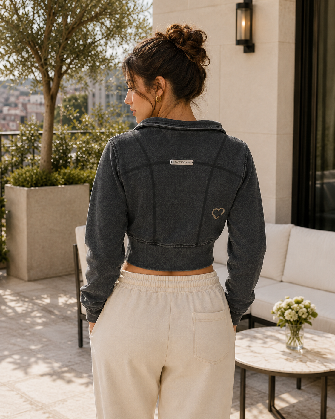 CROPPED ZIP HOODIE editorial back