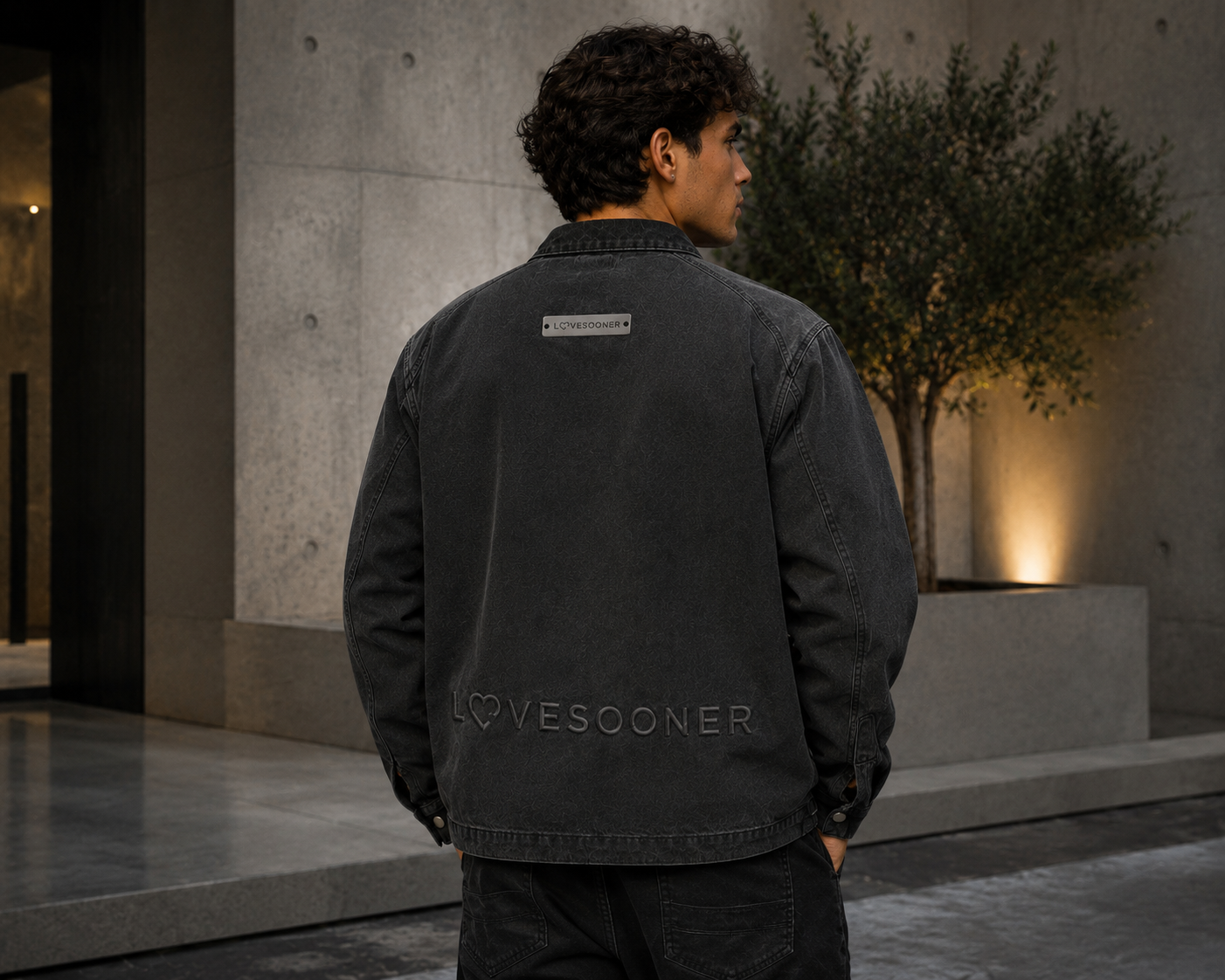 WASHED DENIM JACKET worn back